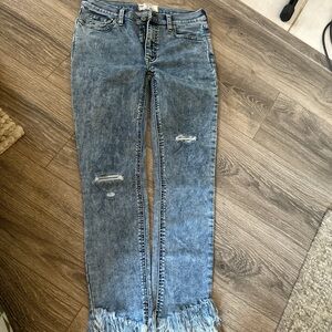 Free People Distressed Blue Skinny Jeans